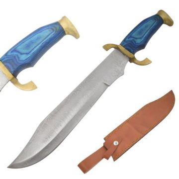 Old Ram Handmade Classic Bowie Knife Blue Wood Handle (OR-6075)